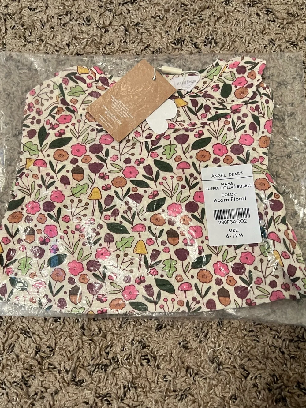 Angel Dear Long Sleeve Fall Floral Baby Romper - 6-12 Months